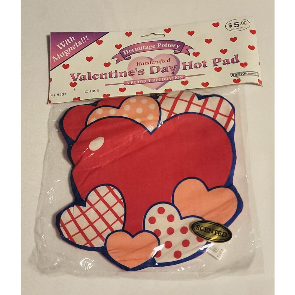 Vintage 1996 Hermitage Pottery Valentine's Day Hot Pads With Magnets Scented NOS